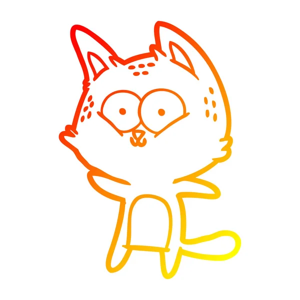Тепла градієнтна лінія малювання мультяшного кота — стоковий вектор