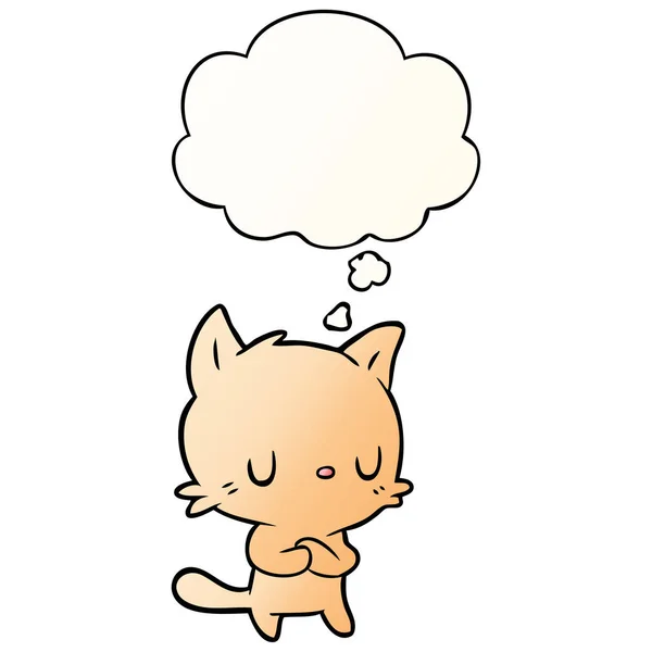 Мультяшний кіт і мислення бульбашки в гладкому градієнтному стилі — стоковий вектор