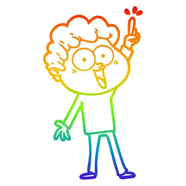 虹のグラデーションライン描画漫画幸せな男 — ストックベクタ