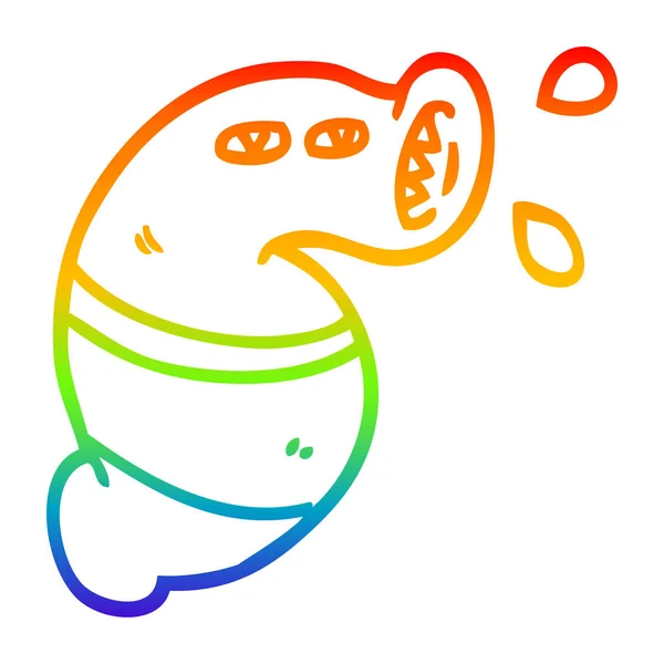 Linea gradiente arcobaleno disegno cartone animato sanguisuga mostro — Vettoriale Stock