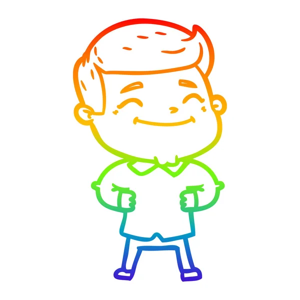 Rainbow gradient ligne dessin heureux dessin animé homme — Image vectorielle
