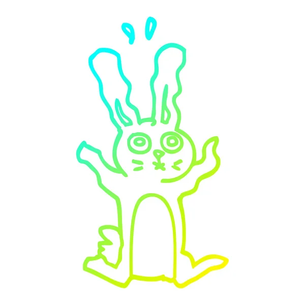 Froid gradient ligne dessin dessin animé lapin excité — Image vectorielle