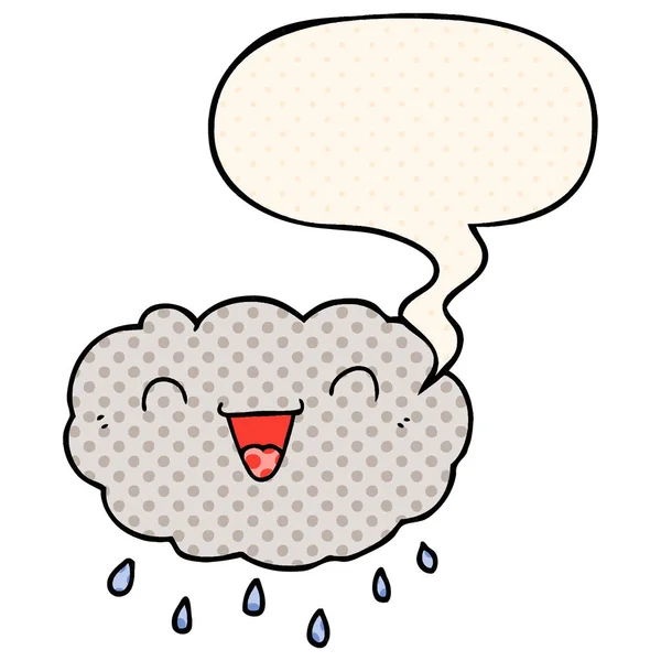 Happy Cartoon Cloud en Speech bubble in Comic Book stijl — Stockvector
