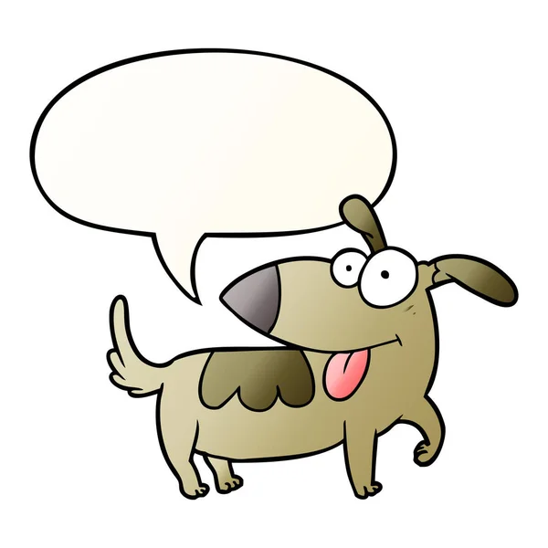 Cartoon Happy Dog und Sprechblase im sanften Gradienten-Stil — Stockvektor