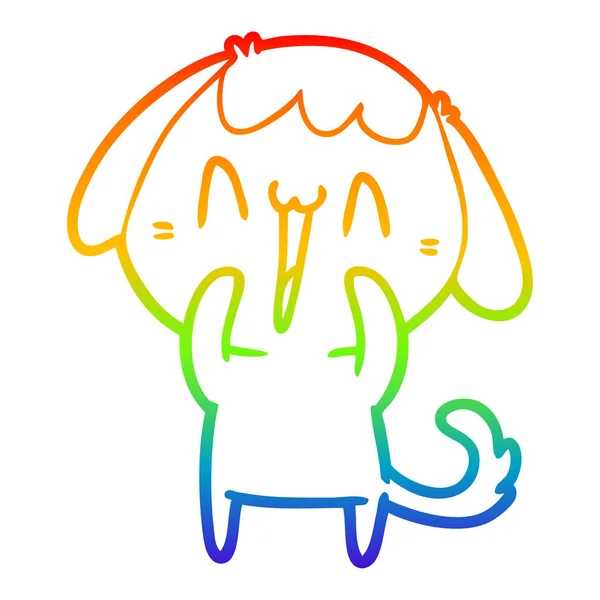 Linea gradiente arcobaleno disegno cartone animato ridere cane — Vettoriale Stock