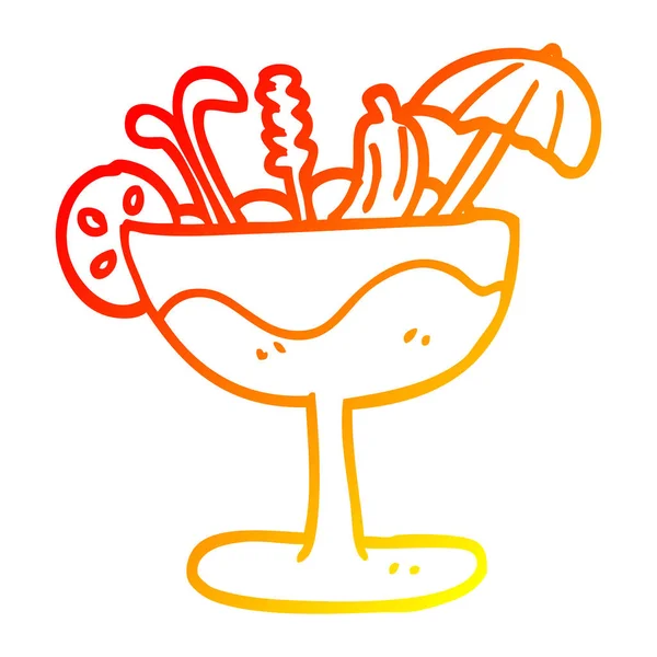 Linea gradiente caldo disegno cartone animato cocktail — Vettoriale Stock