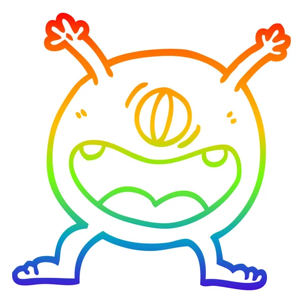 Regenbogen-Gradienten-Linie Zeichnung Cartoon Monster — Stockvektor