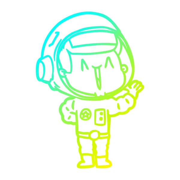漫画の宇宙飛行士を歌う冷たい勾配線描画 — ストックベクタ