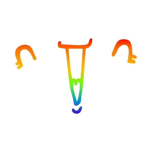 Arco iris gradiente línea dibujo lindo cara de dibujos animados — Vector de stock