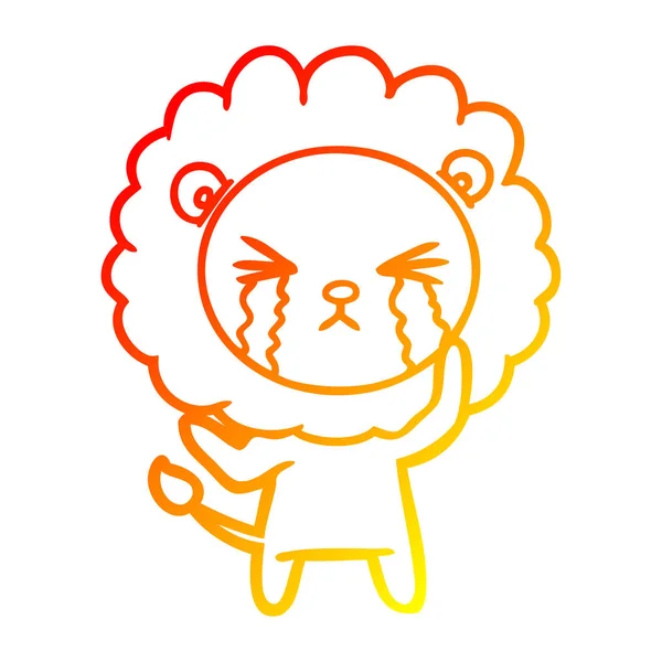 Тёплая градиентная линия, рисующая плачущего льва — стоковый вектор
