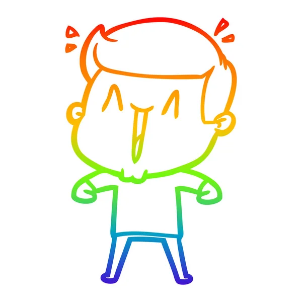 Arco-íris linha gradiente desenho cartoon animado homem — Vetor de Stock