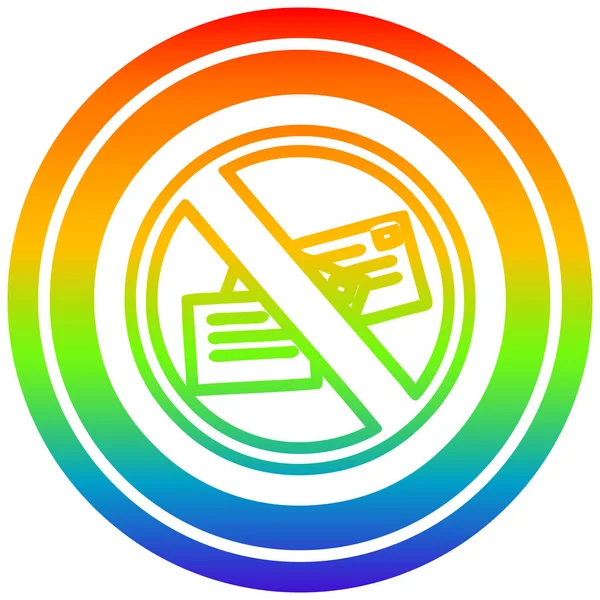 Sem correio circular no espectro do arco-íris — Vetor de Stock