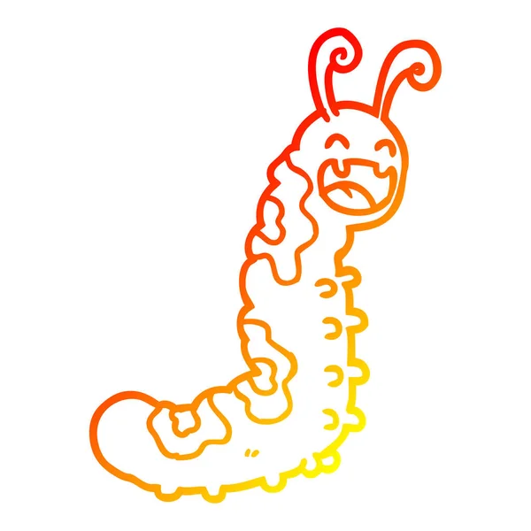 Linha gradiente quente desenho engraçado lagarta dos desenhos animados — Vetor de Stock