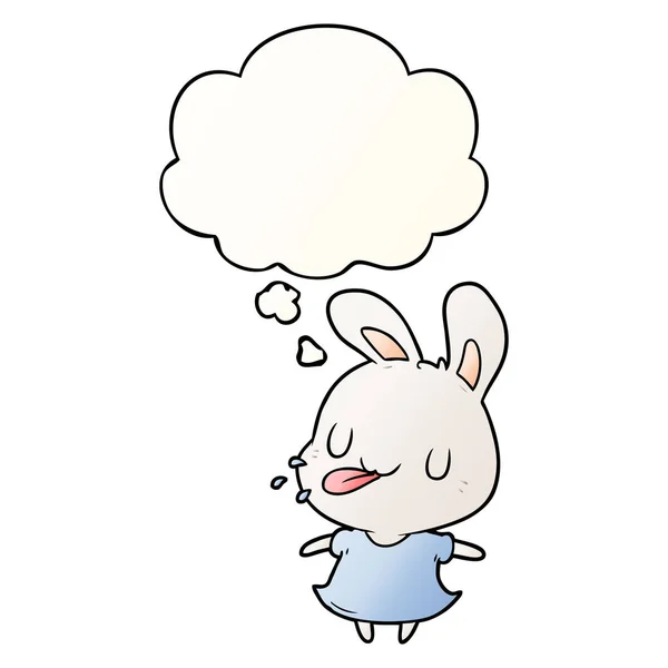 Coniglio cartone animato e bolla di pensiero in stile sfumato liscio — Vettoriale Stock