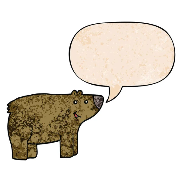 retro doku tarzında karikatür ayı ve konuşma balonu