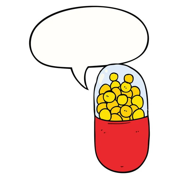 Cartoon pil en toespraak bubble — Stockvector