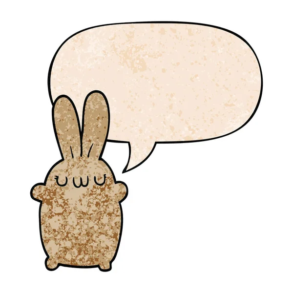 卡通兔子和语音泡沫在复古纹理风格 — 图库矢量图片