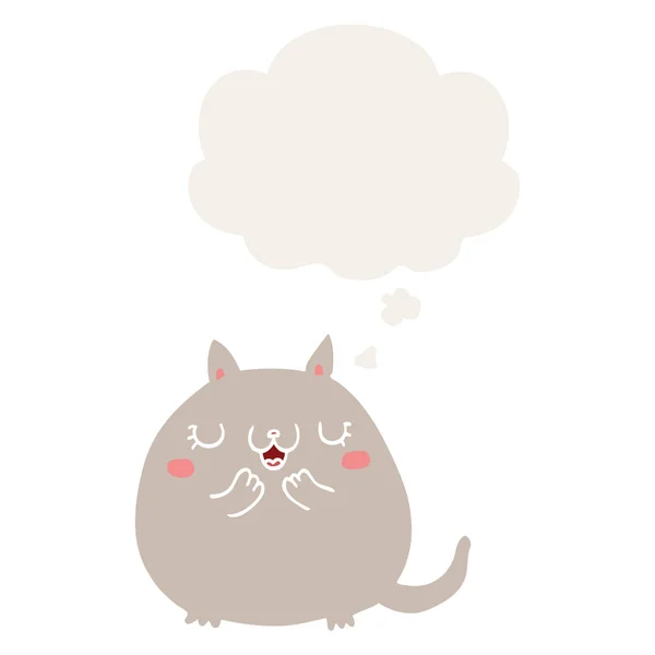 Tecknad söt katt och tankebubbla i retrostil — Stock vektor
