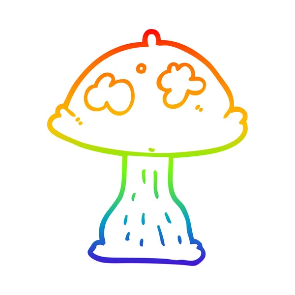 Regenboog gradiënt lijntekening cartoon paddestoel — Stockvector