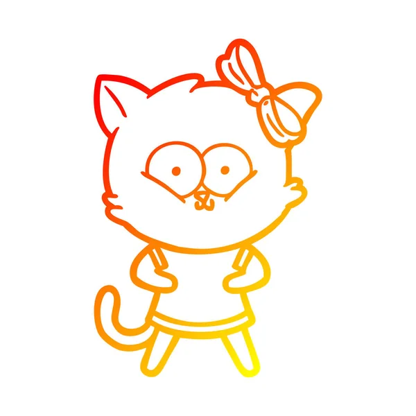 उबदार ग्रेडिएंट ओळ रेखा रेखा कार्टून मांजर — स्टॉक व्हेक्टर