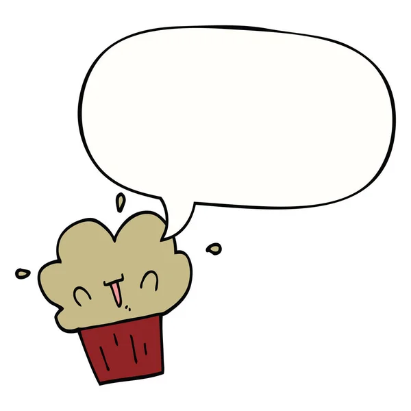 Cartoon-Cupcake und Sprechblase — Stockvektor