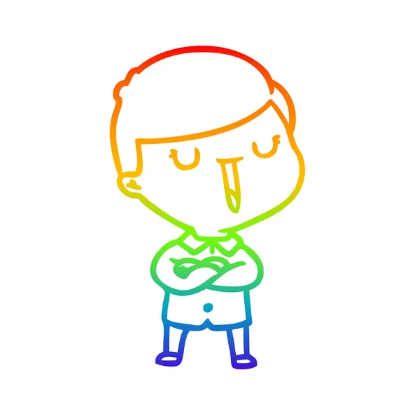 Regenboog gradiënt lijntekening cartoon Happy Boy — Stockvector