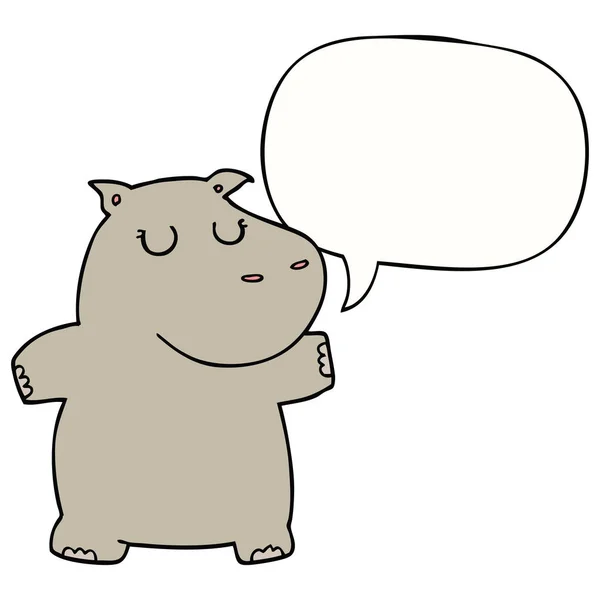 Dessin animé hippopotame et bulle de parole — Image vectorielle