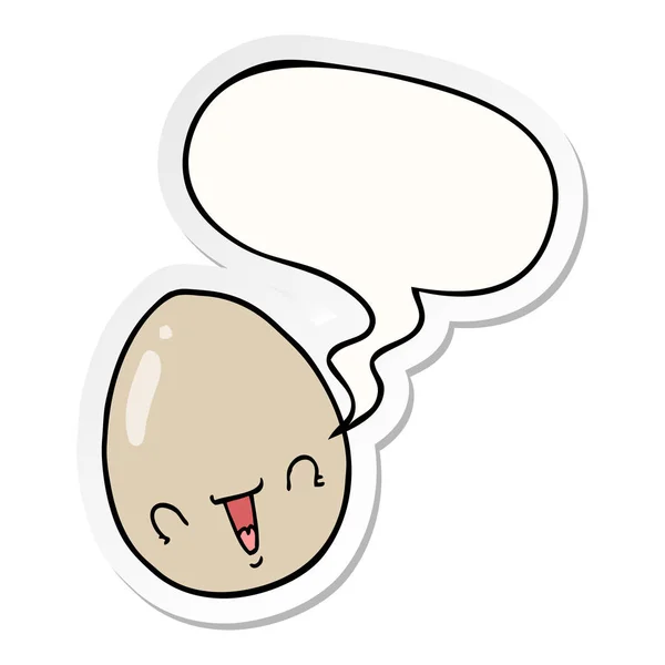 Adesivo uovo del fumetto e bolla vocale — Vettoriale Stock