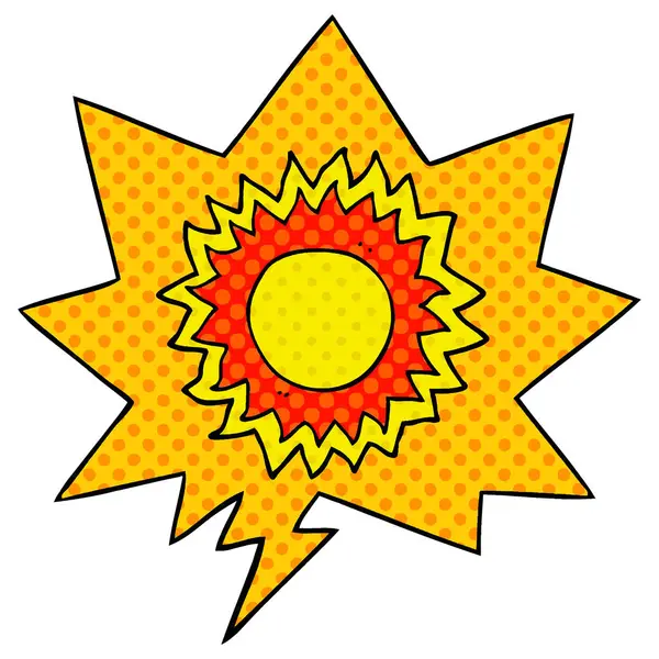 çizgi roman tarzında karikatür güneş ve konuşma balonu