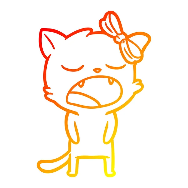 Sıcak degrade çizgi çizim karikatür kedi miyavlama — Stok Vektör