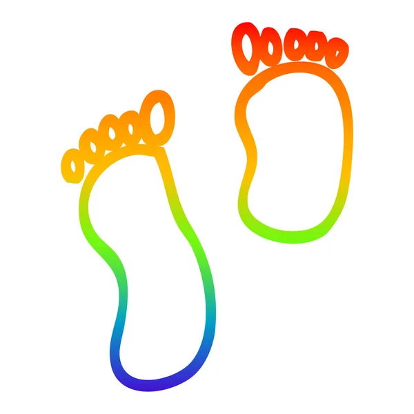 Duhový gradient čára kreslení kreslených nohou výtisky — Stockový vektor