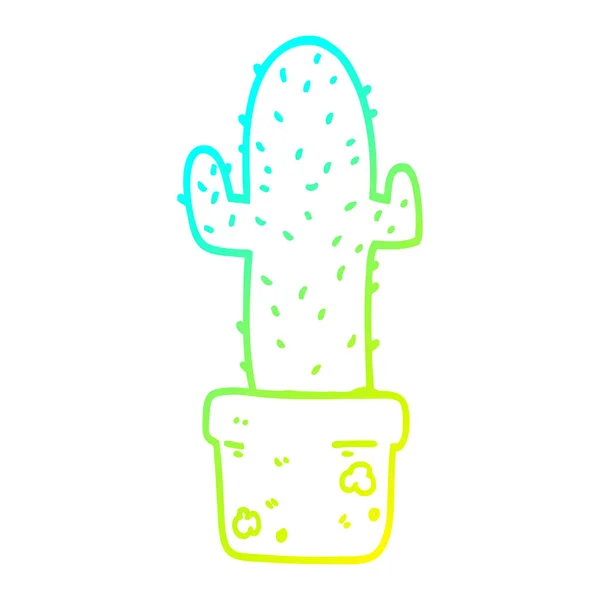 Línea de gradiente frío dibujo cactus de dibujos animados — Vector de stock