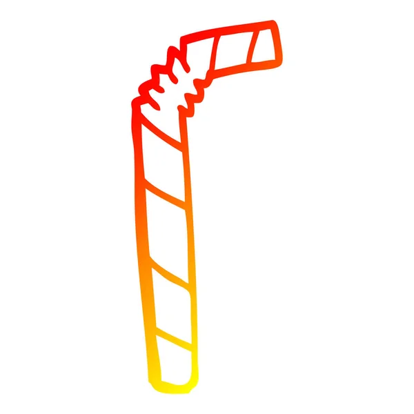 Warme kleurovergang lijntekening cartoon gestreepte stro — Stockvector