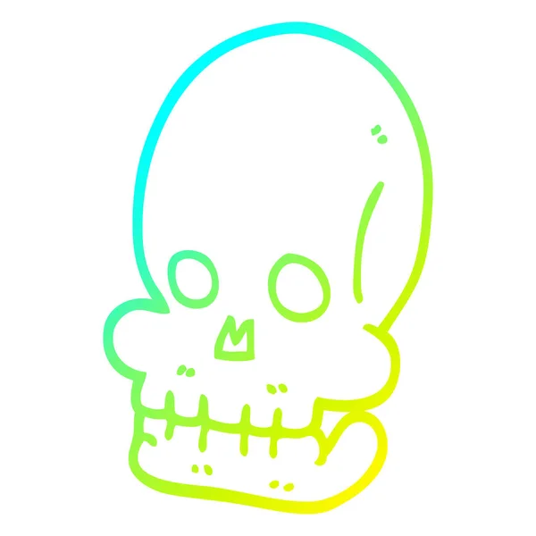 Froid dégradé ligne dessin dessin dessin animé crâne effrayant — Image vectorielle