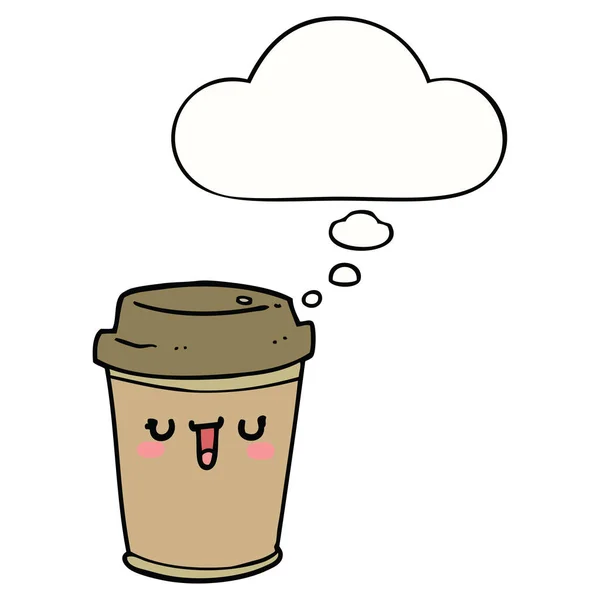 Dibujos animados sacar café y burbuja pensamiento — Vector de stock