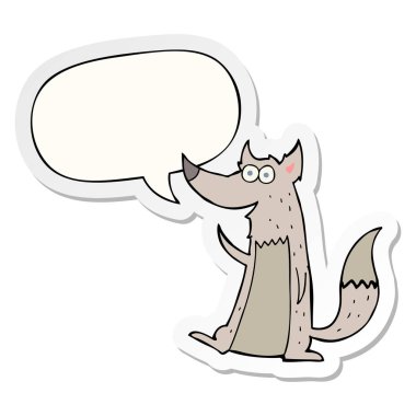 karikatür kurt ve konuşma kabarcık etiket