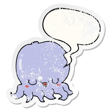 karikatür denizanası ve konuşma balonu sıkıntılı etiket