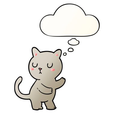 çizgi film kedi ve pürüzsüz degrade tarzında düşünce balonu