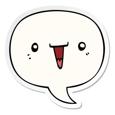 sevimli karikatür yüz ve konuşma kabarcık etiket