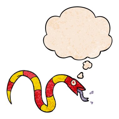 karikatür yılan ve grunge doku desen tarzında düşünce balonu