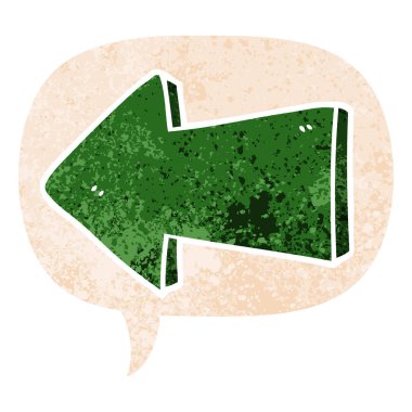 retro dokulu tarzda karikatür işaret ok ve konuşma balonu