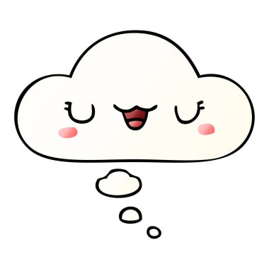 sevimli karikatür yüz ve pürüzsüz degrade tarzında kabarcık düşünce