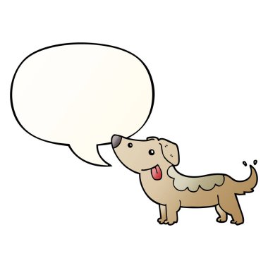 düzgün degrade tarzında karikatür köpek ve konuşma balonu