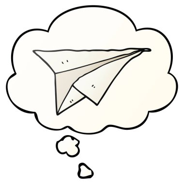 çizgi film kağıt uçak ve pürüzsüz degrade sty düşünce balonu