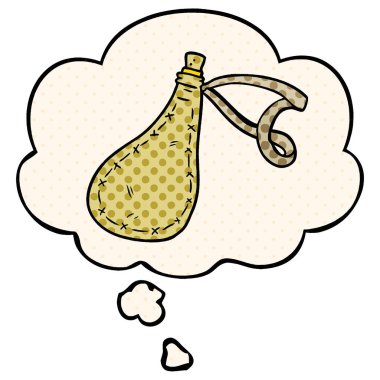 çizgi film su çuvalı ve çizgi roman tarzında düşünce balonu