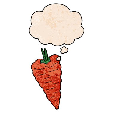 karikatür havuç ve grunge doku desen stil düşünce kabarcık