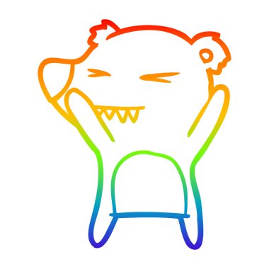 gökkuşağı degrade çizgi çizim kızgın ayı karikatür