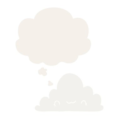 retro tarzında sevimli karikatür bulut ve düşünce balonu