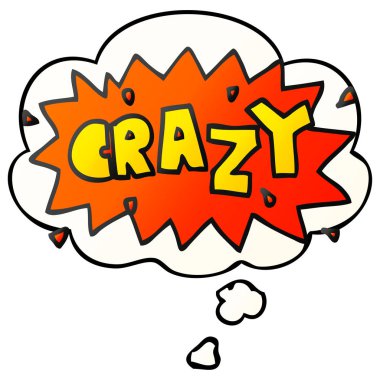 çizgi film kelime deli ve pürüzsüz degrade tarzında kabarcık düşünce