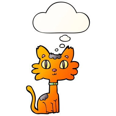 çizgi film kedi ve pürüzsüz degrade tarzında düşünce balonu